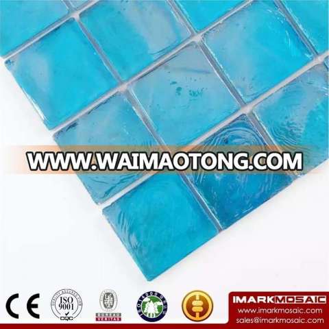 IMARK Iridescent Square Glass Recycle Glass Mosaic Hot Melt Mosaic Swimming Pool Tile Blue